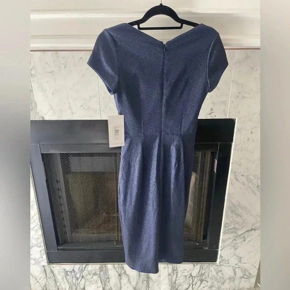 Theia Metallic Navy Dress| Size 4 - Picture 4 of 11